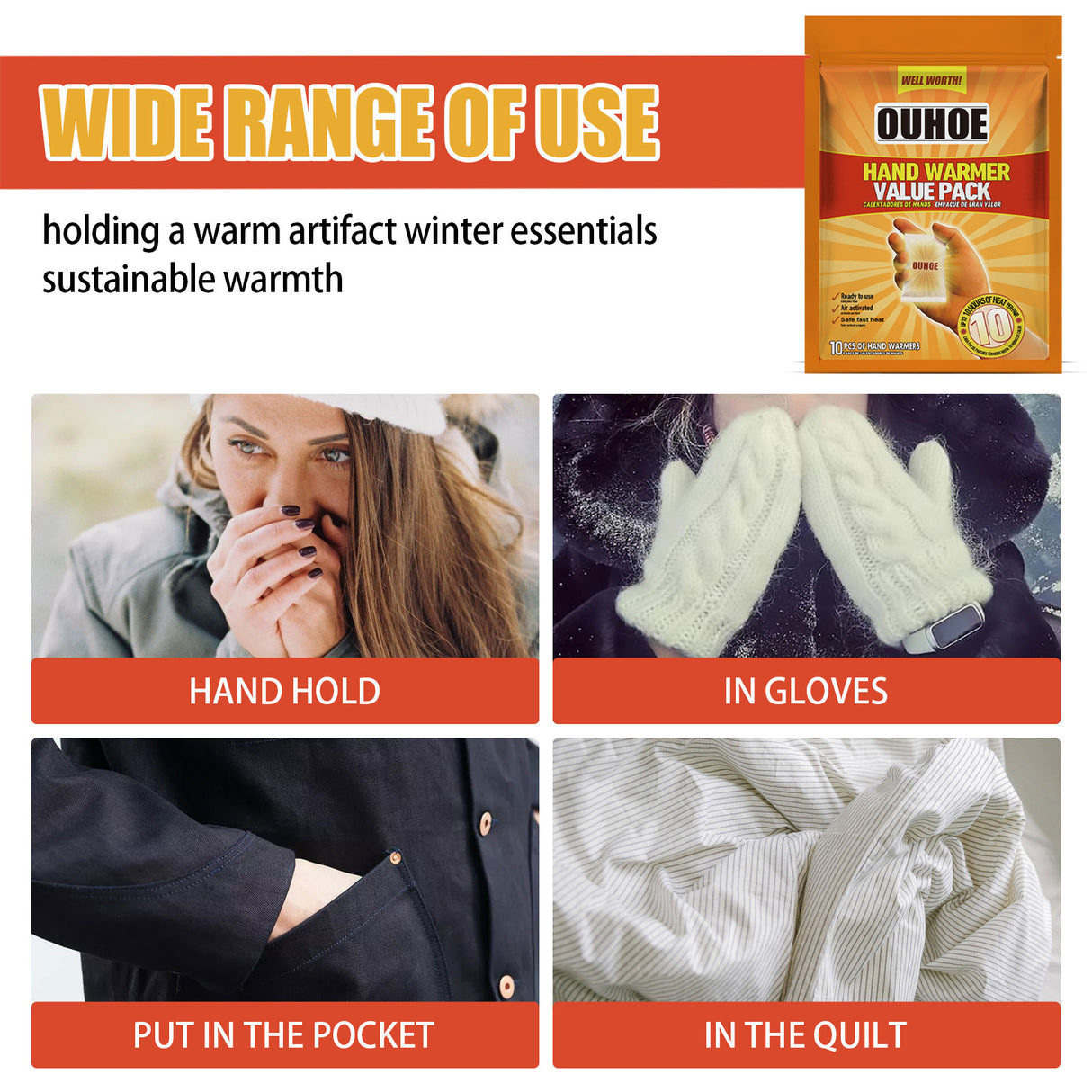 Hand Warmer Value Pack, Portable Warm Disposable Heating Baby Paste Winter Cold