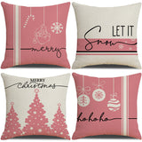 Pink cartoon Christmas linen pillowcase, sofa cushion, home goods pillowcase - V.I.P Digital Presence