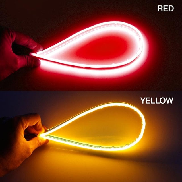 60cm New Slim Amber Sequential Flexible LED DRL For Headlight Strip Daytime Running Light With Yellow Turn Signal Lamp 12V - V.I.P Digital Presence