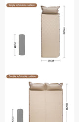 Colchón de aire autoinflable con diseño de camuflaje, ideal para camping y almohada. 