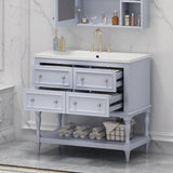 36" Bathroom Vanity Cabinet with Sink Combo Set, Undermount Resin Sink, Free Standing Vanity Set with 4 Drawers Blue - V.I.P Digital Presence