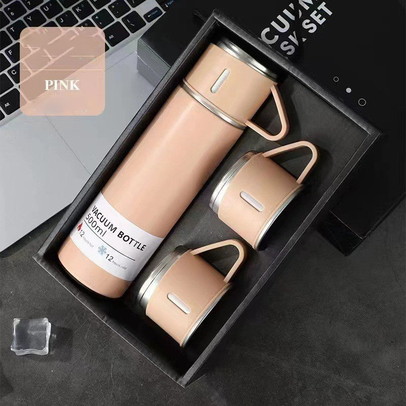 A cup of three-lid thermos cup portable fashion gift box set stainless steel cup - V.I.P Digital Presence