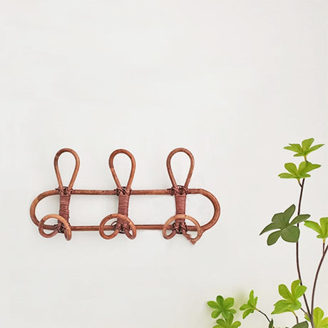 Vintage rattan woven coat hook simple wall hanging hook decorative coat hook entrance hanging clothes hook - V.I.P Digital Presence