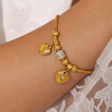 18K Gold-Plated Rhinestone Heart Charm Bracelet - V.I.P Digital Presence