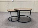 A set of nested coffee tables, 27.6-inch round coffee table, industrial wood veneer, with sturdy metal frame (brown) - V.I.P Digital Presence