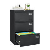 Filing Cabinet Lateral File Cabinet 3 Drawer Blcak Locking Metal File Cabinets Three Drawer - V.I.P Digital Presence