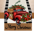 Red car printed table flag Christmas red black checkered linen living room decoration tablecloth - V.I.P Digital Presence