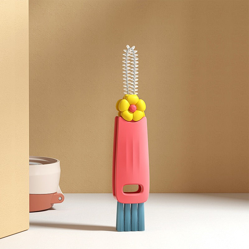 Petal three in one cup lid brush multifunctional gap cleaning brush milk bottle mouth groove cup brush - V.I.P Digital Presence