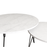 27.56'' Round Nesting Coffee Table Set of 2, Circular Nesting End Table Set Sturdy Metal Base for Living Room, bedroom, White - V.I.P Digital Presence