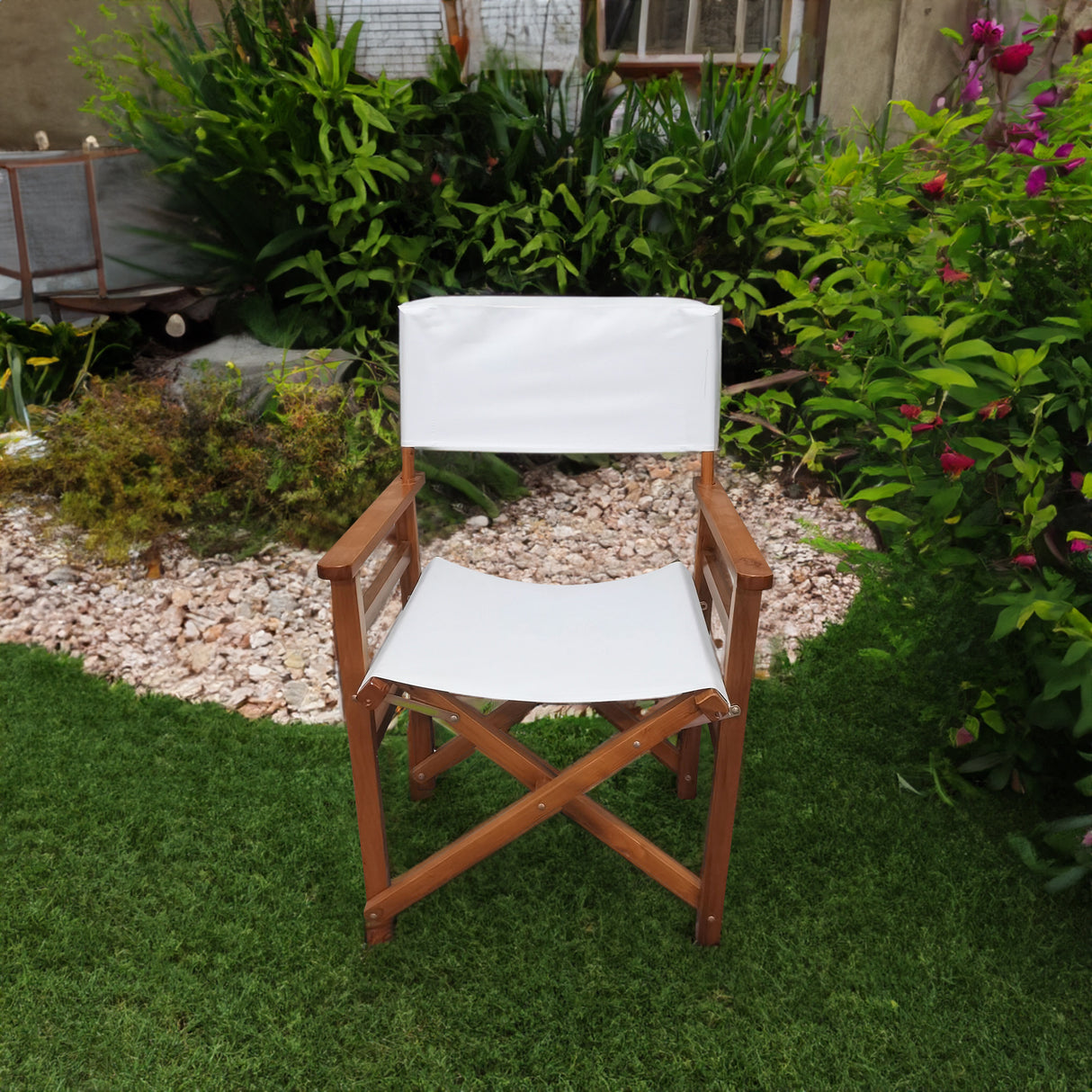 Folding Chair Wooden Director Chair Canvas Folding Chair Folding Chair 2pcs/set populus + Canvas (Color : White) - V.I.P Digital Presence