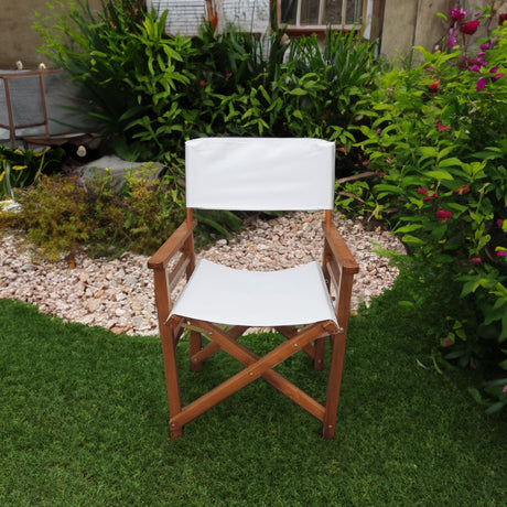 Folding Chair Wooden Director Chair Canvas Folding Chair Folding Chair 2pcs/set populus + Canvas (Color : White) - V.I.P Digital Presence
