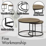 A set of nested coffee tables, 27.6-inch round coffee table, industrial wood veneer, with sturdy metal frame (brown) - V.I.P Digital Presence