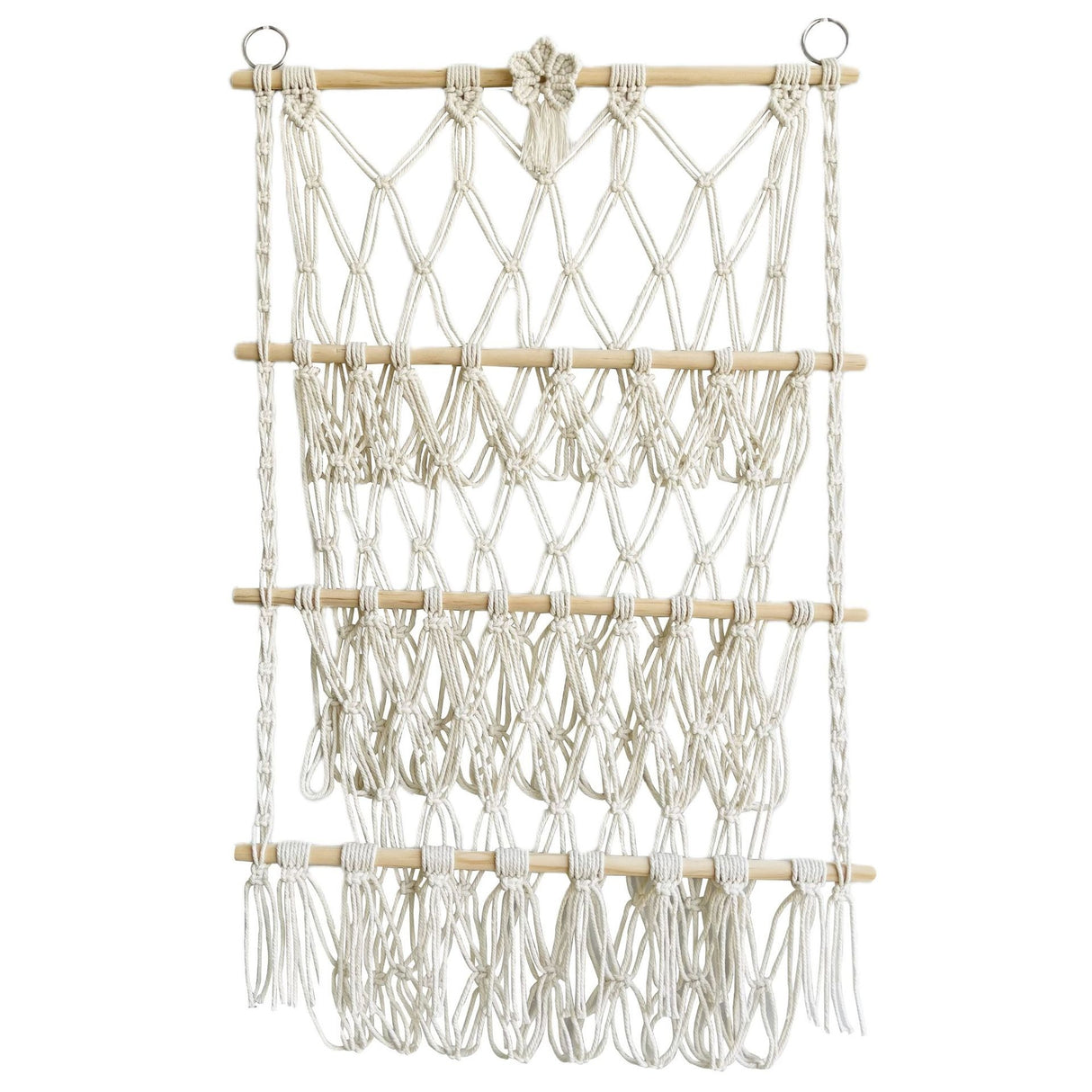 Simple decoration of shelves for children's rooms book ornaments wooden sticks 3-layer plush Bohemian toy storage net bag - V.I.P Digital Presence
