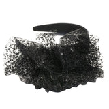 Solid color sequin flower wide edge girl style mesh headband - V.I.P Digital Presence