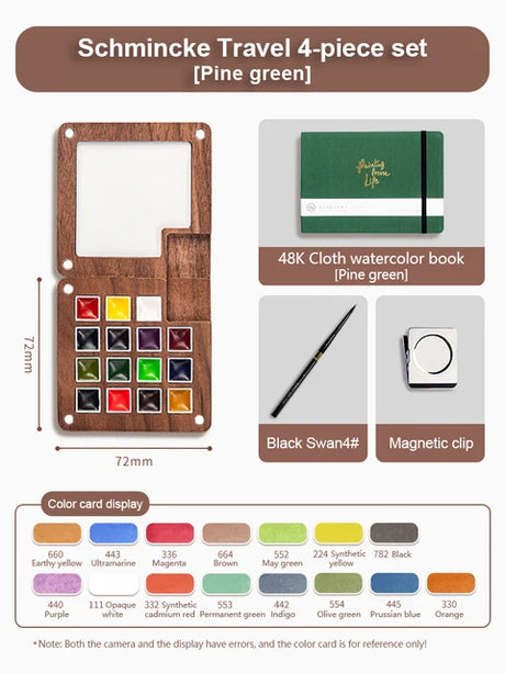 Mini watercolor paint box and small notebook Mingke 8-color wooden box mini drawing board solid watercolor painting - V.I.P Digital Presence