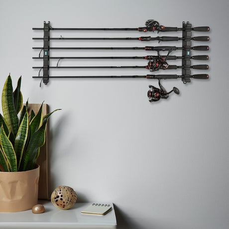 1pc 6-hole fishing rod wall mount, vertical/horizontal display frame - V.I.P Digital Presence