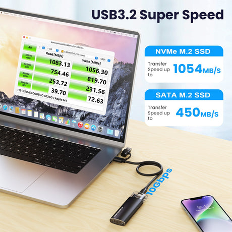 Tool free portable hard drive case transparent NVMe 10Gb M2 solid-state drive case type-C3.1 - V.I.P Digital Presence
