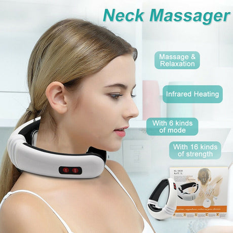 Electric Pulse Back and Neck Massager Far Infrared Heating Pain Relief Health Care Relaxation Tool Intelligent Cervical Massager - V.I.P Digital Presence
