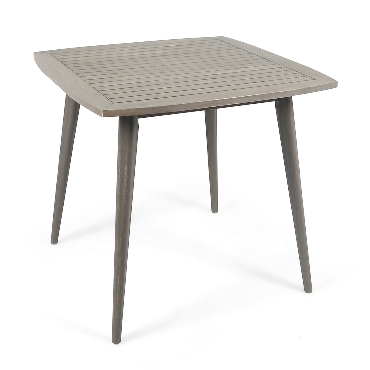 Outdoor Square Acacia Wood Table with Straight Legs, Gray - V.I.P Digital Presence
