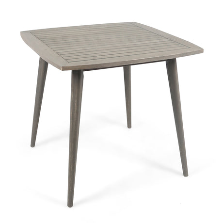 Outdoor Square Acacia Wood Table with Straight Legs, Gray - V.I.P Digital Presence