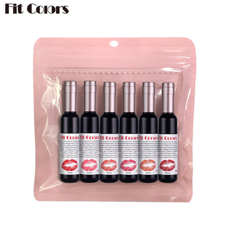 Fit Colors Red Wine Bottle Non Stick Cup Matte Lip Gloss Fog Face Velvet Lip Gloss Liquid Lipstick 6 Pcs Set - V.I.P Digital Presence