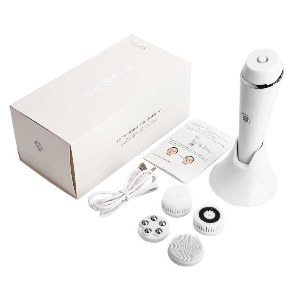 4 IN 1 Electric Face Deep Cleansing Brush Spin Pore Cleaner Face Wash Machine Makeup Remove Waterproof Facial Massager Skin Care - V.I.P Digital Presence
