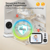 Video Baby Monitor 2.4G Wireless with 3.2 Inches LCD 2 Way Audio Talk Night Vision Surveillance Security Camera Babysitter - V.I.P Digital Presence