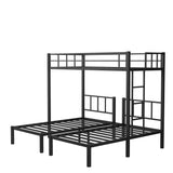 Twin over Twin & Twin Bunk Beds for 3, Twin XL over Twin & Twin Bunk Bed Metal Triple Bunk Bed, Black - V.I.P Digital Presence