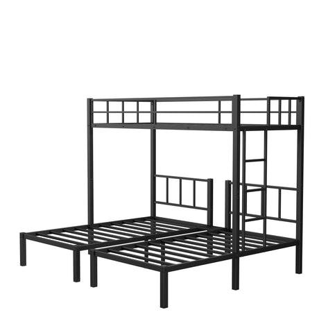 Twin over Twin & Twin Bunk Beds for 3, Twin XL over Twin & Twin Bunk Bed Metal Triple Bunk Bed, Black - V.I.P Digital Presence
