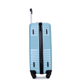 3 Piece Luggage Sets PC+ABS Lightweight Suitcase with Two Hooks Spinner Wheels (20/24/28) Aqua Blue
