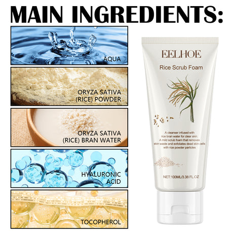 Rice Scrub Foam, Deeply Clean Firming Pores Repair Facial Dull Skin Shine White Face - V.I.P Digital Presence