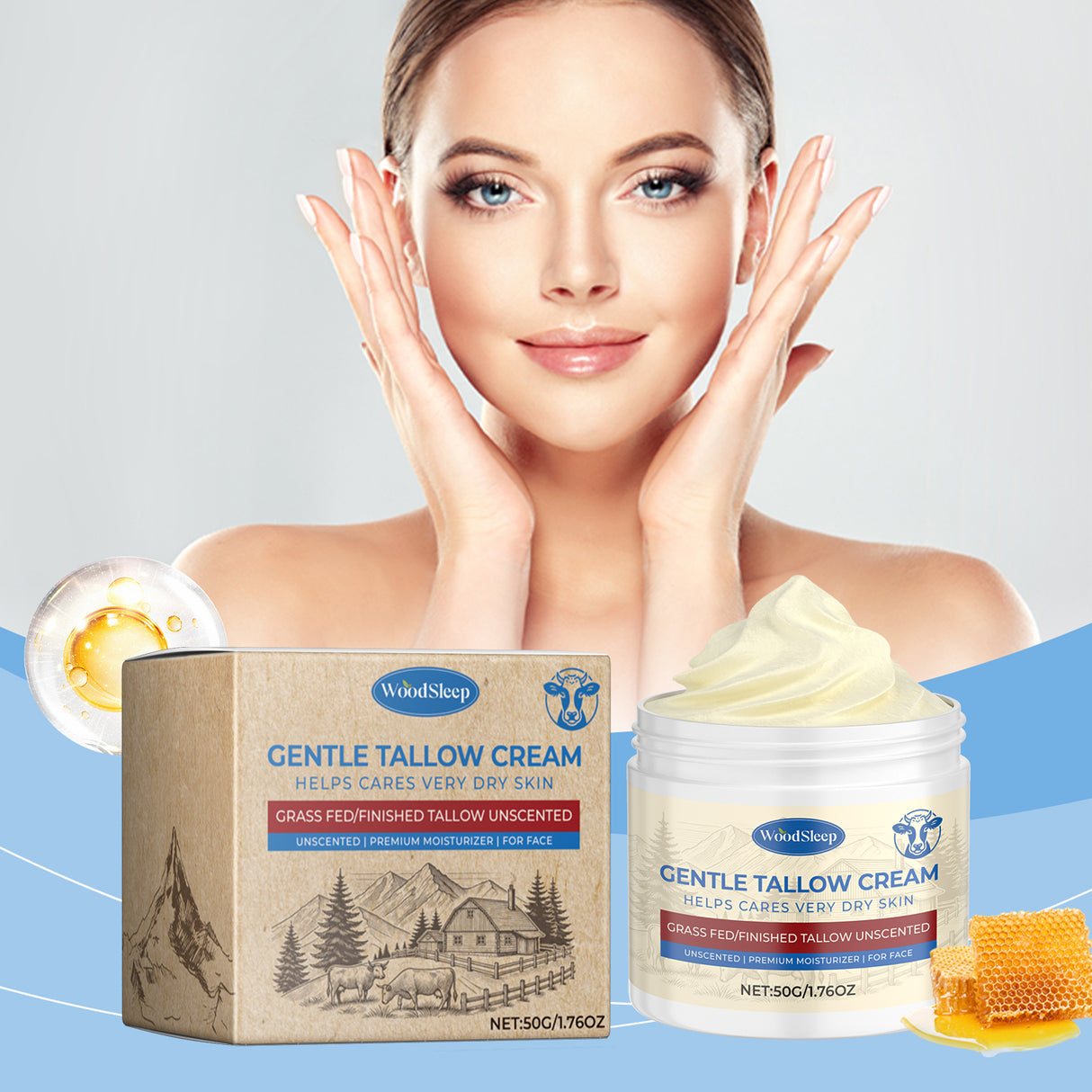 Grass-Fed Tallow Facial Moisturizer Relieves Dry Skin And Keeps Skin Resilient