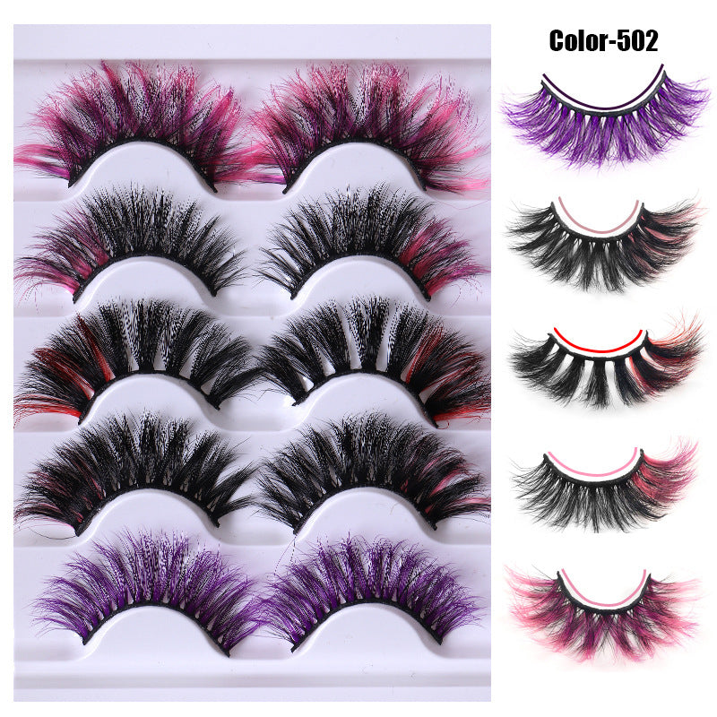 Colorful Fried 5 Pairs Of False Eyelashes Multi-Layer Thick Cross Mink Hair Eyelashes 8D FLUFFY - V.I.P Digital Presence