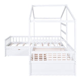 Twin Size House Platform Bed with Three Storage Drawers White