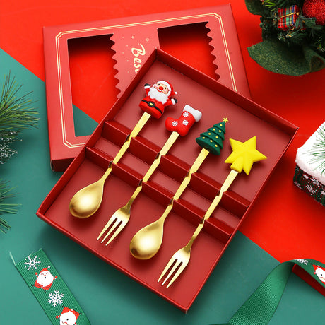 Christmas gift tableware stainless steel coffee spoon dessert spoon fork set - V.I.P Digital Presence