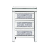 U-Can 15.7 "W silver rectangular mirror coffee table with wireless and USB charging function, LED lights, crystal style handle - V.I.P Digital Presence