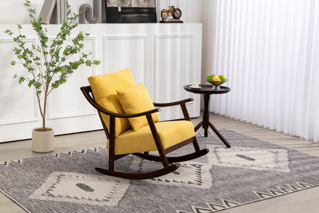 woven fabric Mid Century Modern Accent Chairs Comfy Upholstered Glider Arm Chair with Solid Wood for Living Room Bedroom Balcony - V.I.P Digital Presence