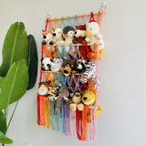 Simple decoration of shelves for children's rooms book ornaments wooden sticks 3-layer plush Bohemian toy storage net bag - V.I.P Digital Presence