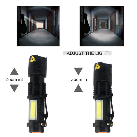 3800LM XML Q5+COB Waterproof Powerful Led Flashlight Torch ZOOM Mini Q5 Hand Lamp Linterna Led for Hiking/Fishing/Camping/Biking - V.I.P Digital Presence