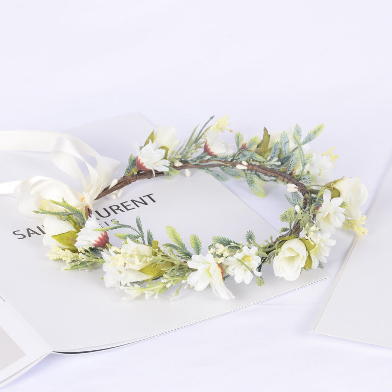 Korean style spring and summer fresh flower garland handmade wrapped fabric small chrysanthemum headpiece - V.I.P Digital Presence
