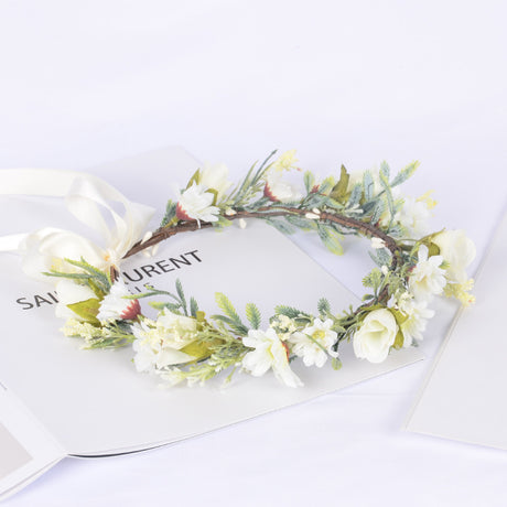 Korean style spring and summer fresh flower garland handmade wrapped fabric small chrysanthemum headpiece - V.I.P Digital Presence