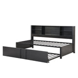 Metal Twin Size Daybed with Twin Size Trundle  Storage Shelves and USB Ports  Black