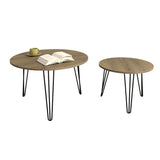 27.56'' Round Nesting Coffee Table Set of 2, Circular Nesting End Table Set  Sturdy Metal Base for Living Room, bedroom, Brown - V.I.P Digital Presence