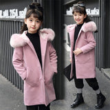Ropa con capucha de manga larga para niñas, cortavientos, primavera, otoño e invierno, abrigo de lana, chaqueta para niños, prendas de vestir exteriores para bodas, parka 