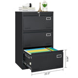 Filing Cabinet Lateral File Cabinet 3 Drawer Blcak Locking Metal File Cabinets Three Drawer - V.I.P Digital Presence