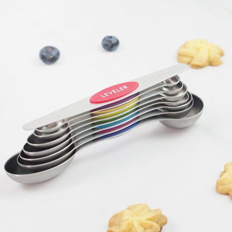 Magnetic suction double head measuring spoon 9-piece set of stainless steel baking household kitchen salt spoon - V.I.P Digital Presence