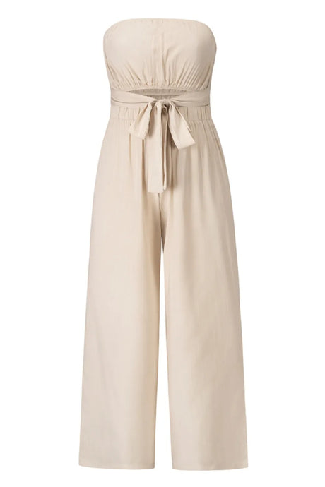 Tied Cutout Tube Wide Leg Jumpsuit - V.I.P Digital Presence