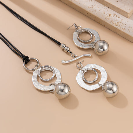 Ins Wind Circle CCB Leather Wax Thread Necklace Irregular Metallic Clavicle Chain Set - V.I.P Digital Presence