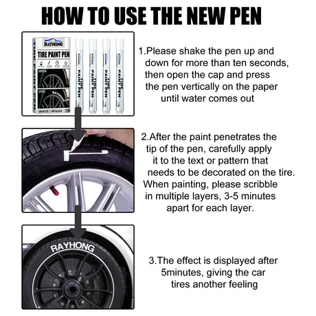 Tire Paint Pen, Car Tire Letter Pen Decorative Modification Supplies Graffiti Tracing Birthmark Pen - V.I.P Digital Presence