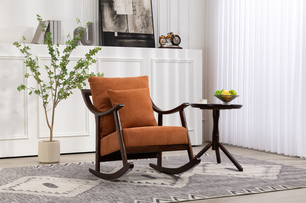 woven fabric Mid Century Modern Accent Chairs Comfy Upholstered Glider Arm Chair with Solid Wood for Living Room Bedroom Balcony - V.I.P Digital Presence